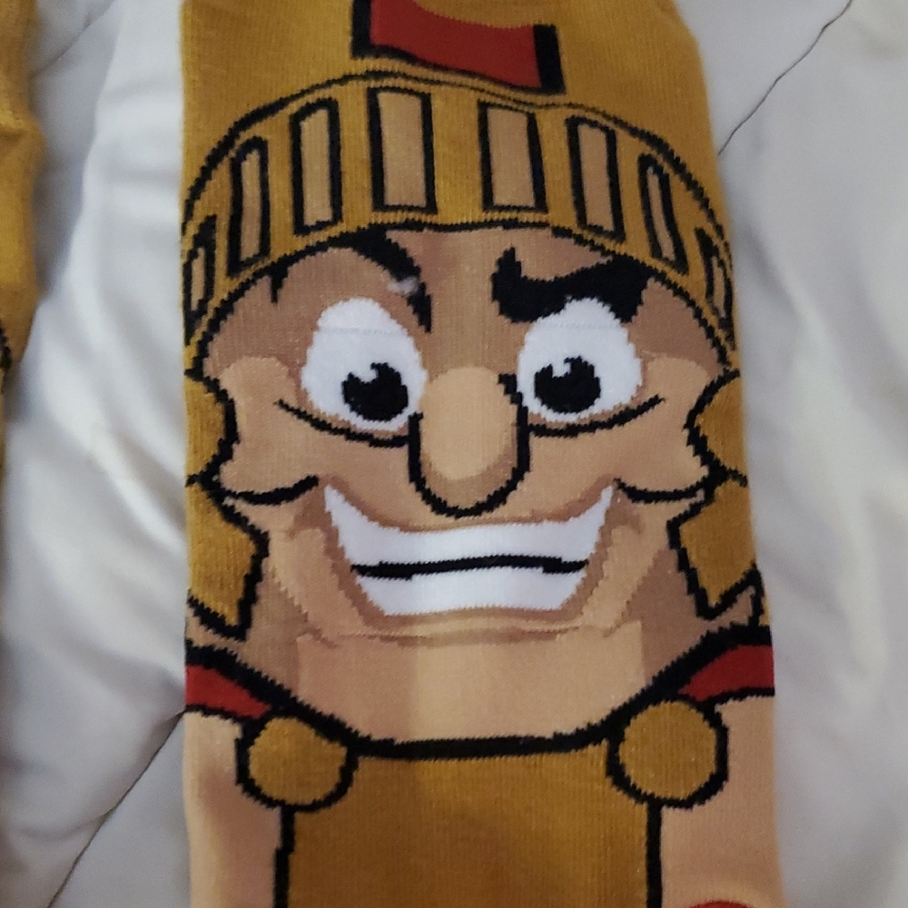 USC TROJAN Design Casual Socks in Tan and Black - Picture 3 of 5